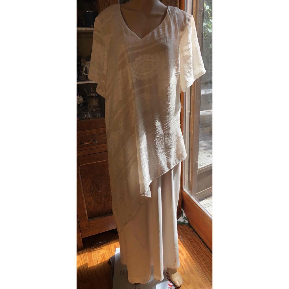 meagan lee Textured Stripe Asymmetrical Convertible Dress Womens 22W